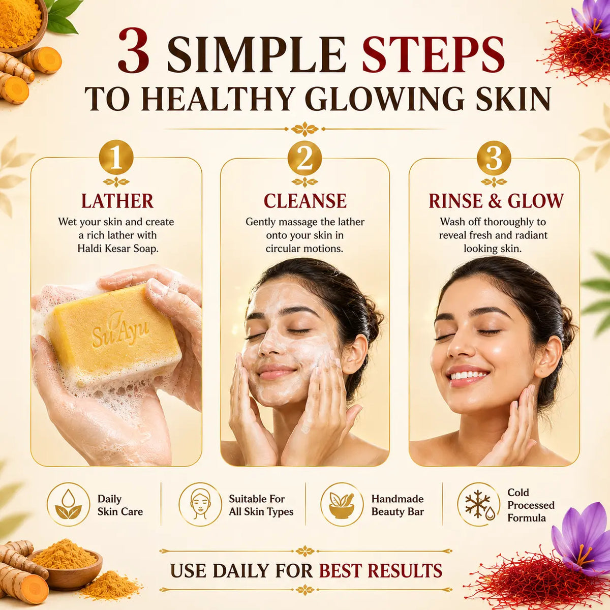 Haldi Kesar Soap (Pack of 3)