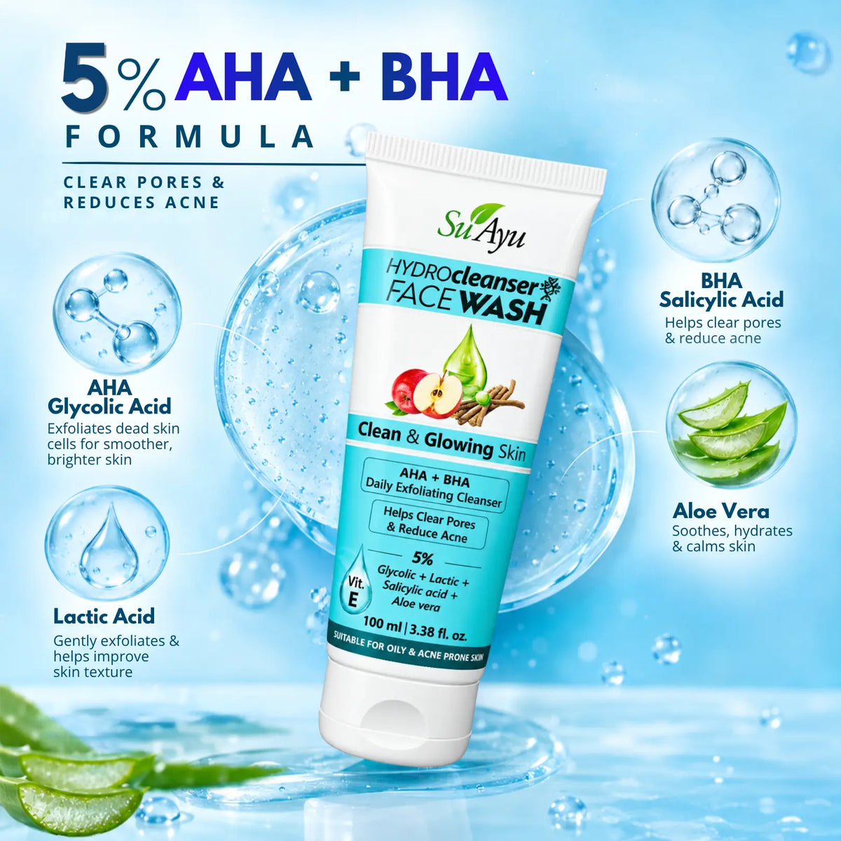 Hydro-Cleanser Facewash | 5% AHA BHA
