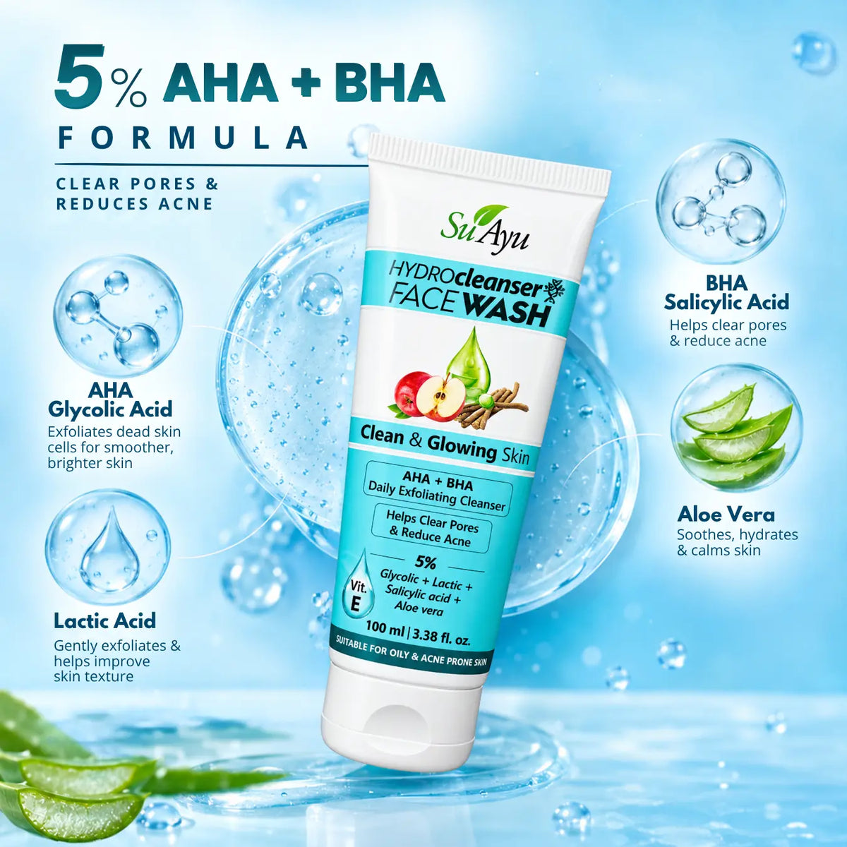 Hydro-Cleanser Facewash | 5% AHA BHA