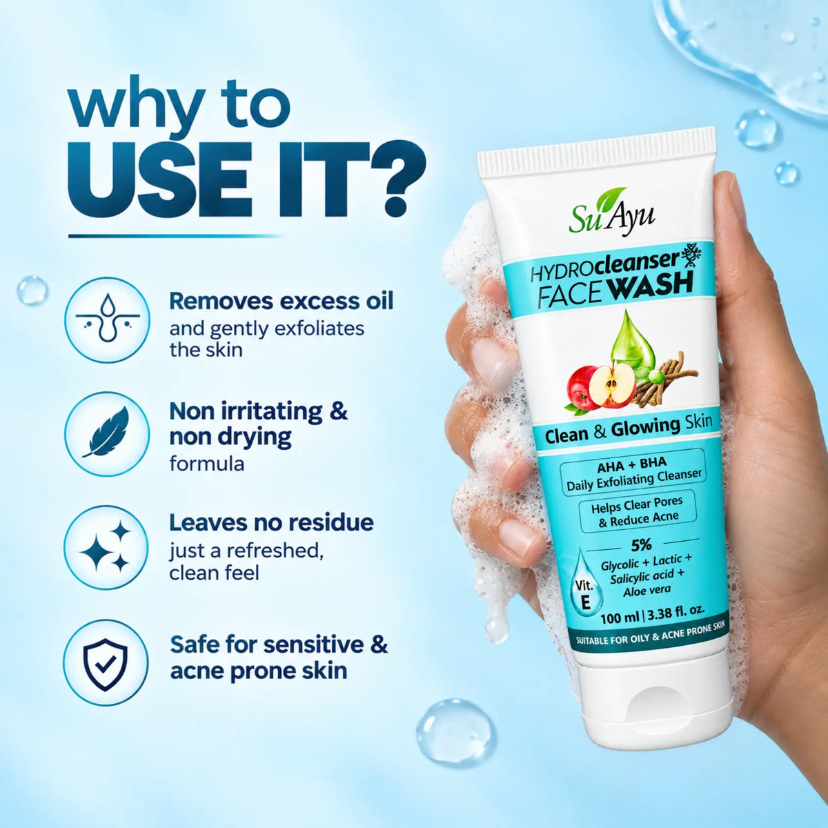 Hydro-Cleanser Facewash | 5% AHA BHA